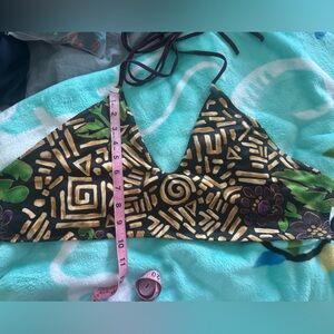 Tribal  and flamingo Print Bikini Top savage swim euc
